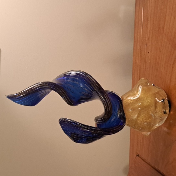 Murano glass sculpture blue with thin gold Iines throughout vintage - Picture 2 of 5